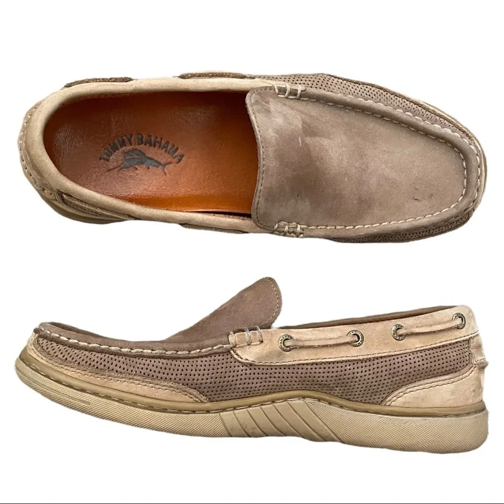 TOMMY BAHAMA Clove w/ Sisal 259 Tan Suede Leather Shoes - Size 9M